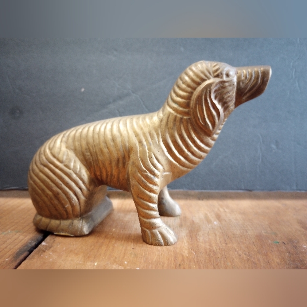 Vintage Mid-Century Brass Dog Figurine Paperweight